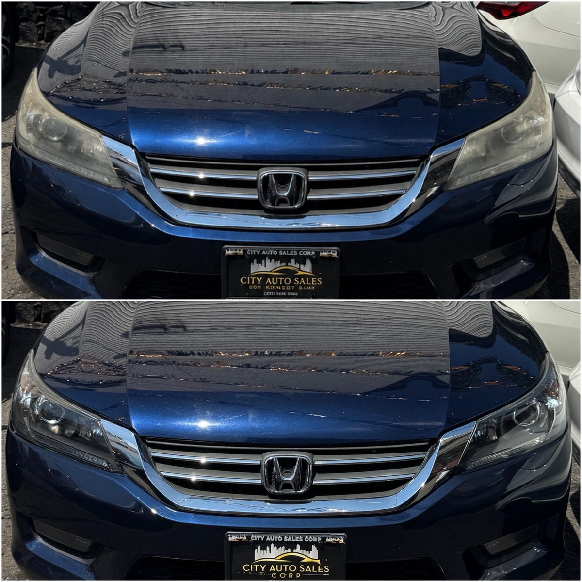 Blue Honda headlight restoration