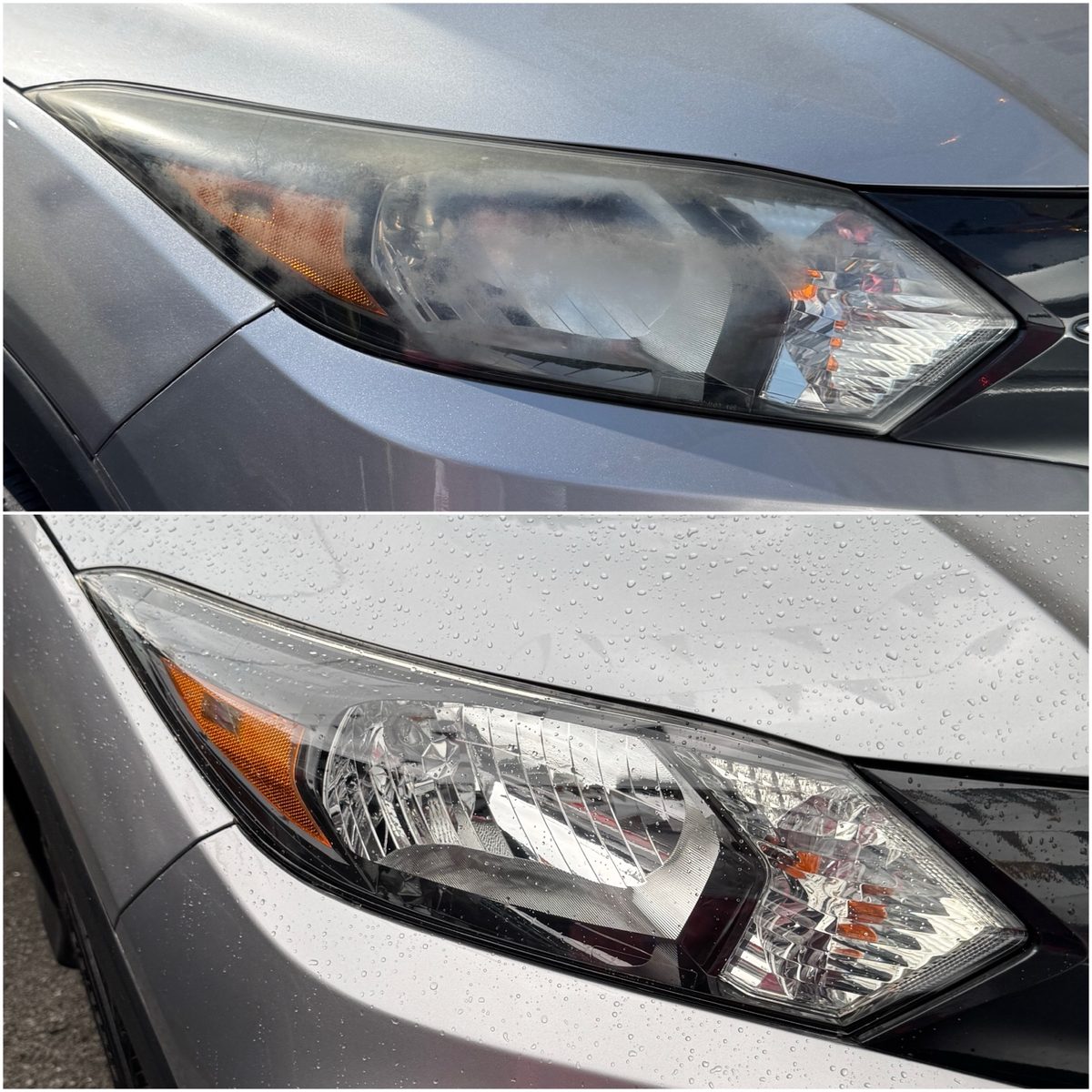 Silver Honda headlight restoration